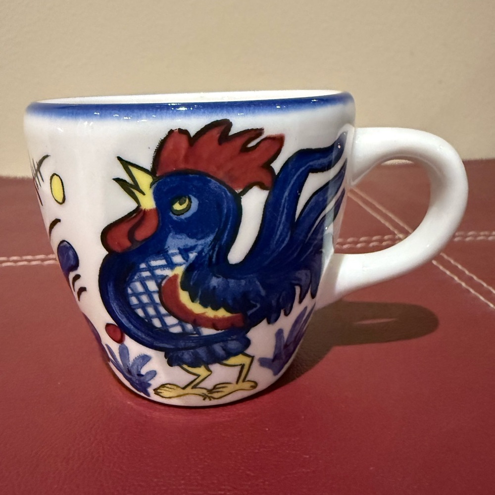 Buffalo China Tea Cup with a Blue Rooster Demitasse Cup